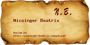 Nicsinger Beatrix névjegykártya
